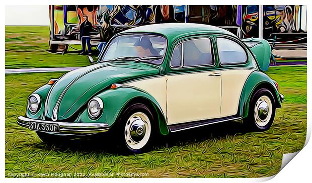 Volkswagen Beetle 1967 (2) (Digital Cartoon Art) Print by Kevin Maughan