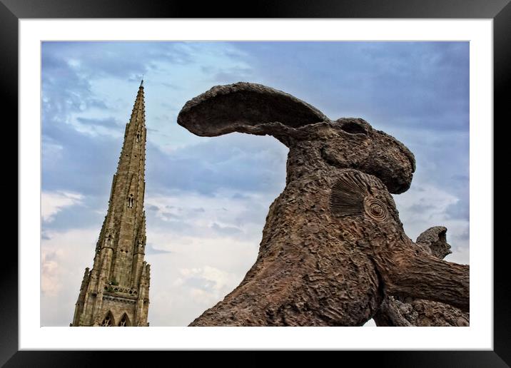 Sophie Ryder Rabbit at Piece Hall & Holy Trinity Spire Framed Mounted Print by Glen Allen