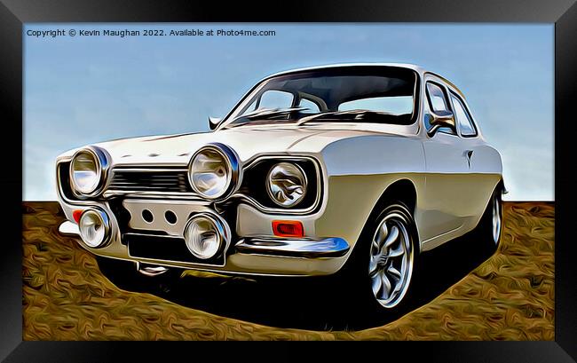 The Cartoonified Classic: Ford Escort 1971 Framed Print by Kevin Maughan