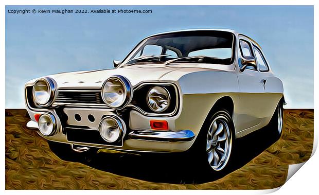 The Cartoonified Classic: Ford Escort 1971 Print by Kevin Maughan