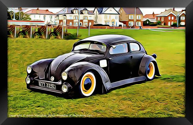 Volkswagen Beetle Customised (Digital Cartoon Art) Framed Print by Kevin Maughan