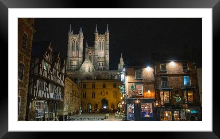 Majestic Lincoln Cathedral Illuminated at Night Framed Mounted Print by Richard North