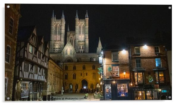Majestic Lincoln Cathedral Illuminated at Night Acrylic by Richard North