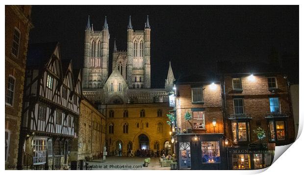 Majestic Lincoln Cathedral Illuminated at Night Print by Richard North