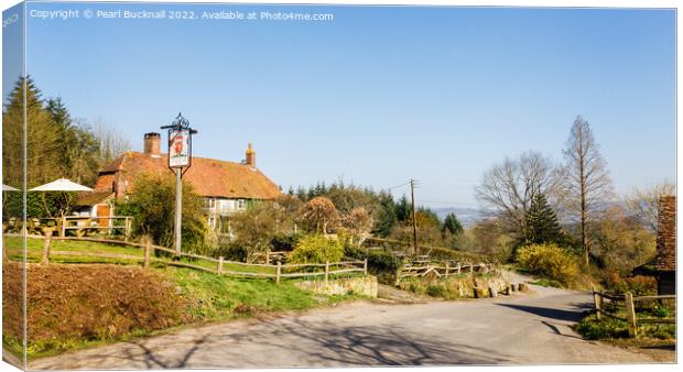 Country Village Pub West Sussex Canvas Print by Pearl Bucknall