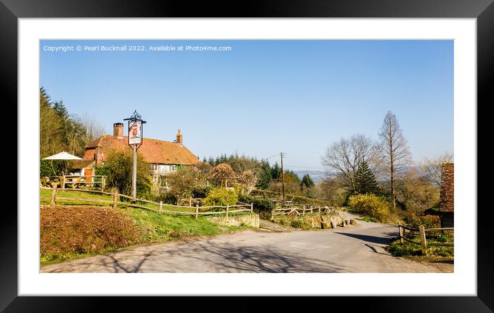 Country Village Pub West Sussex Framed Mounted Print by Pearl Bucknall