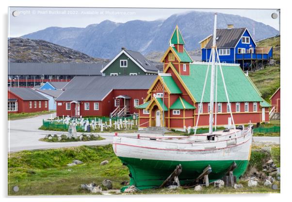 Paamiut Church Greenland Acrylic by Pearl Bucknall
