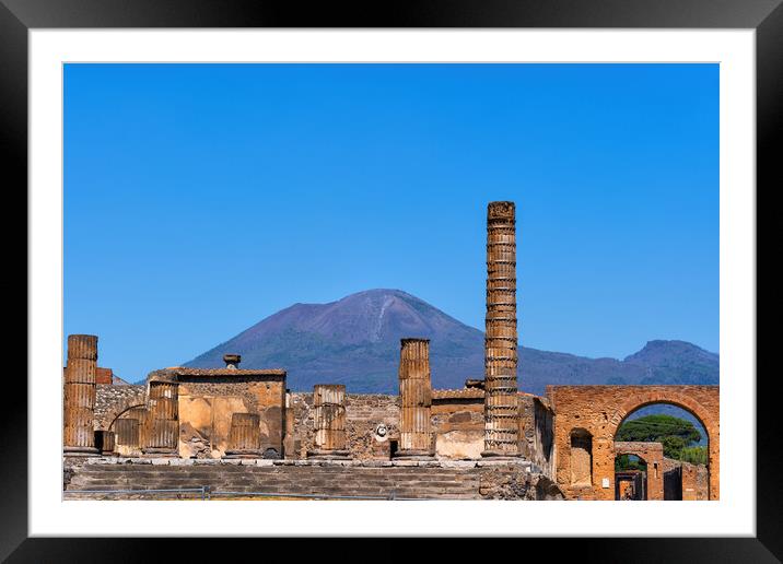 Pompeii and Mount Vesuvius in Italy Framed Mounted Print by Artur Bogacki
