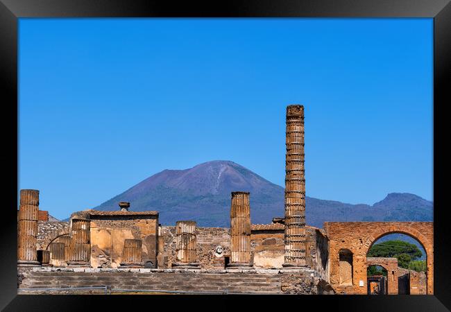 Pompeii and Mount Vesuvius in Italy Framed Print by Artur Bogacki