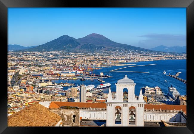 City of Naples Cityscape in Italy Framed Print by Artur Bogacki