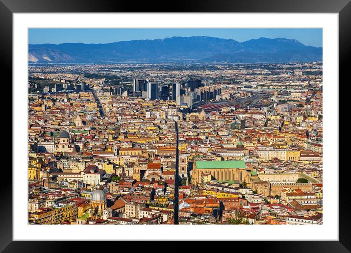 City Of Naples In Italy Aerial View Framed Mounted Print by Artur Bogacki