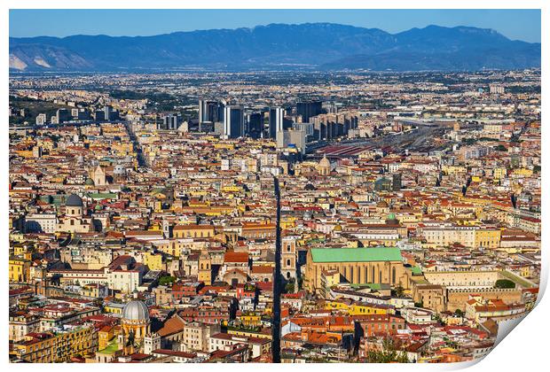 City Of Naples In Italy Aerial View Print by Artur Bogacki