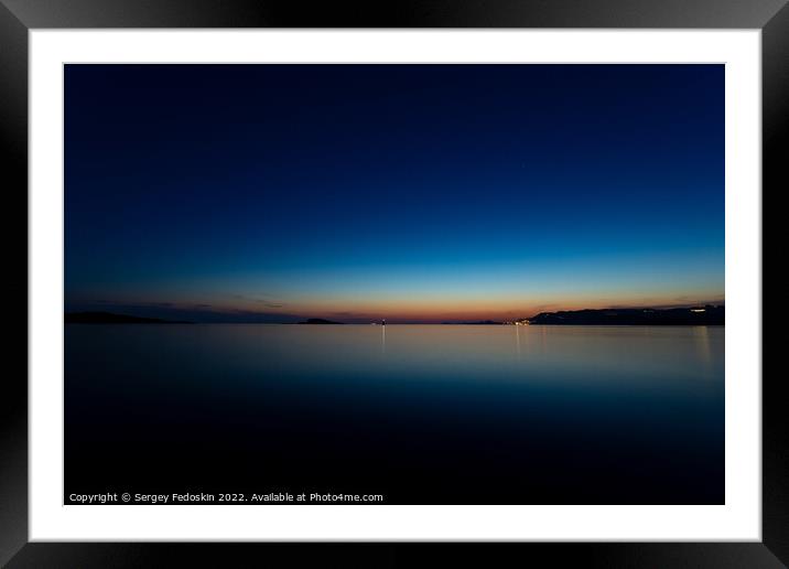 Night landscape. The last rays of light on the horizon. Framed Mounted Print by Sergey Fedoskin