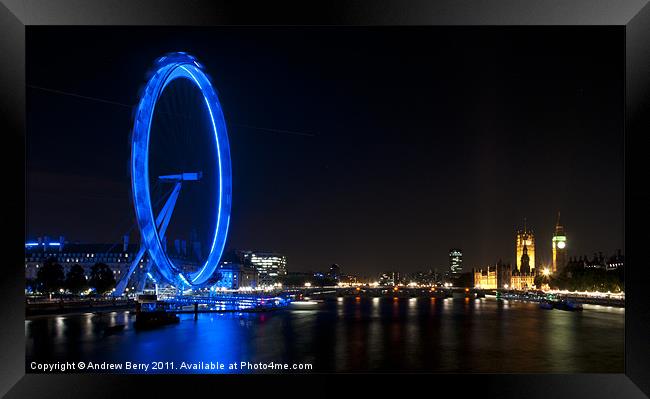 London Sights at Night Framed Print by Andrew Berry