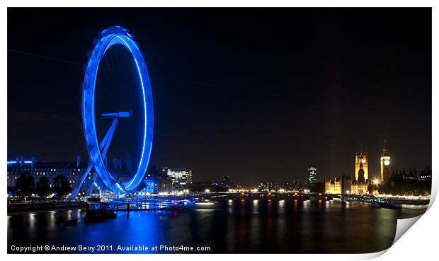 London Sights at Night Print by Andrew Berry