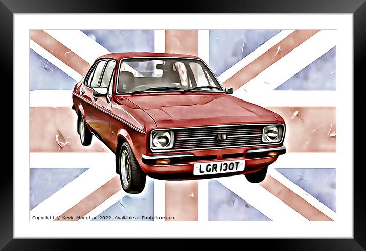 Ford Escort 1978 (Digital Cartoon Art) Framed Mounted Print by Kevin Maughan