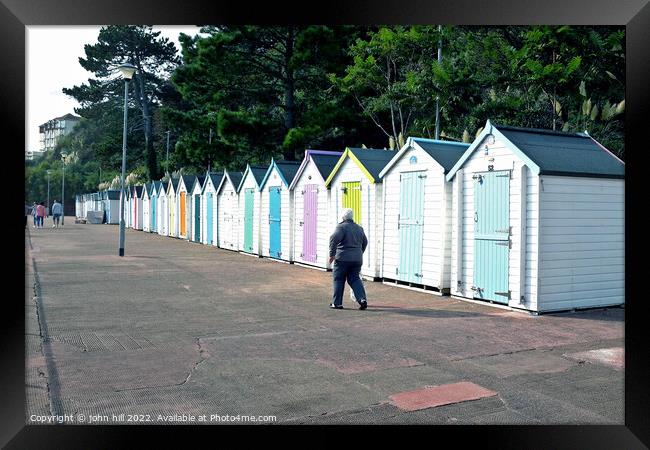 Seaside beach huts, Goodrington, Paignton, Devon, UK. Framed Print by john hill