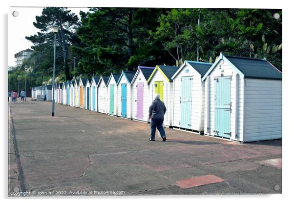 Seaside beach huts, Goodrington, Paignton, Devon, UK. Acrylic by john hill
