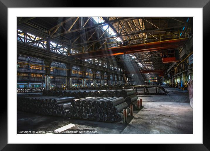 Light Shafts Inside Dark Metals Factory Gansu Province China Framed Mounted Print by William Perry