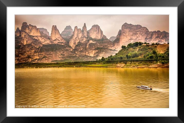Liujiaxia Reservoir Canyon Lanzhou Gansu China Framed Mounted Print by William Perry