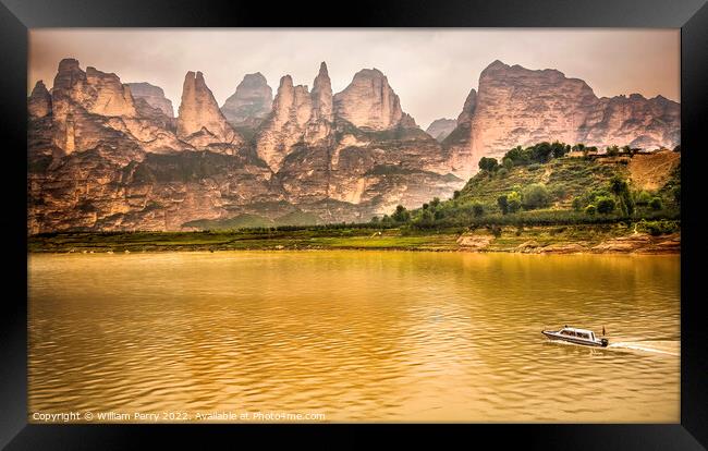 Liujiaxia Reservoir Canyon Lanzhou Gansu China Framed Print by William Perry