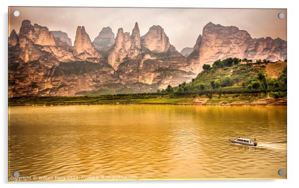Liujiaxia Reservoir Canyon Lanzhou Gansu China Acrylic by William Perry