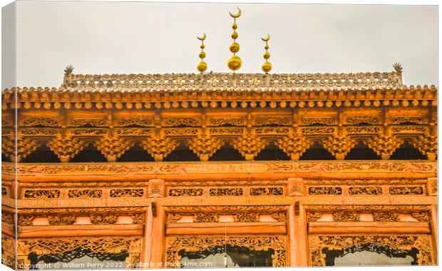 Ornate Wooden Mosque Close Up China Canvas Print by William Perry