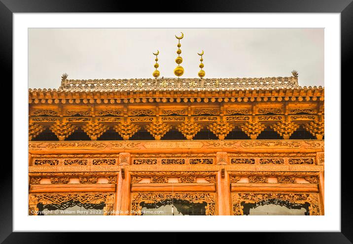 Ornate Wooden Mosque Close Up China Framed Mounted Print by William Perry