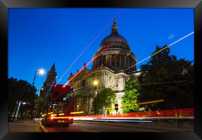 London bus passes St Pauls Framed Print by Jason Wells