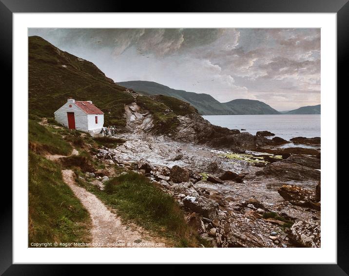 Secluded Cottage by the Rocky Shore Framed Mounted Print by Roger Mechan