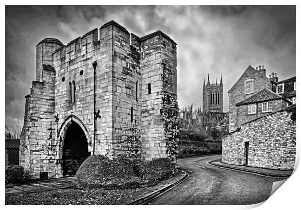 Pottergate Arch and Lincoln Cathedral Print by Darren Galpin