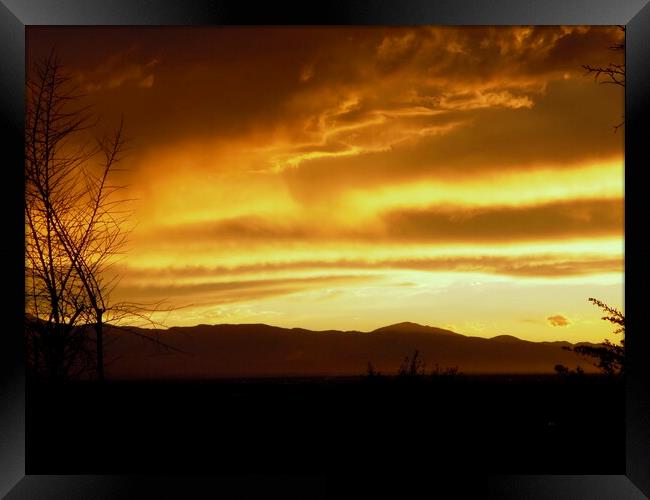 Sunset over the mountains Framed Print by Stephanie Moore