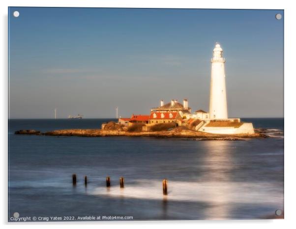 St Mary's Lighthouse Northumberland Acrylic by Craig Yates