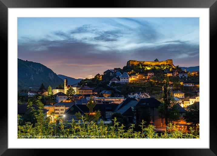 Evening over Jajce city. Bosnia and Hercegovina. Framed Mounted Print by Sergey Fedoskin