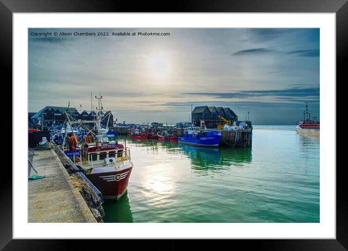 End Of The Day At Whitstable Harbour  Framed Mounted Print by Alison Chambers