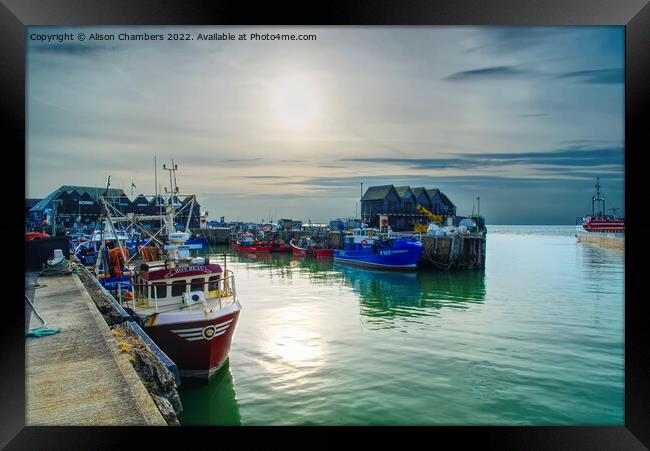 End Of The Day At Whitstable Harbour  Framed Print by Alison Chambers