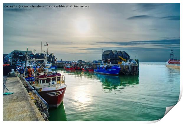 End Of The Day At Whitstable Harbour  Print by Alison Chambers
