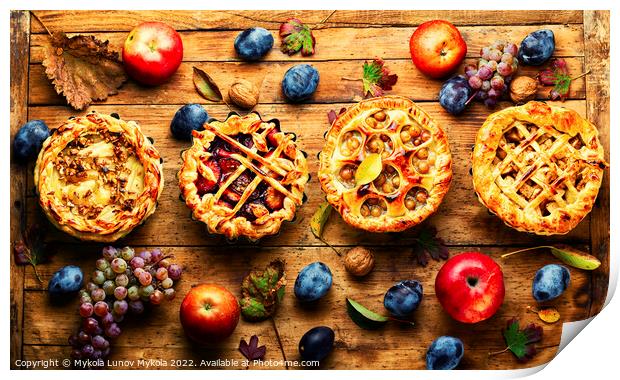 Fall cake with fruits Print by Mykola Lunov Mykola