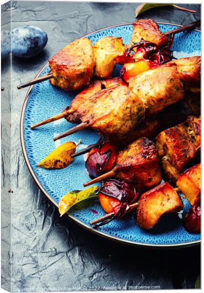 Shashlik in plum marinade Canvas Print by Mykola Lunov Mykola