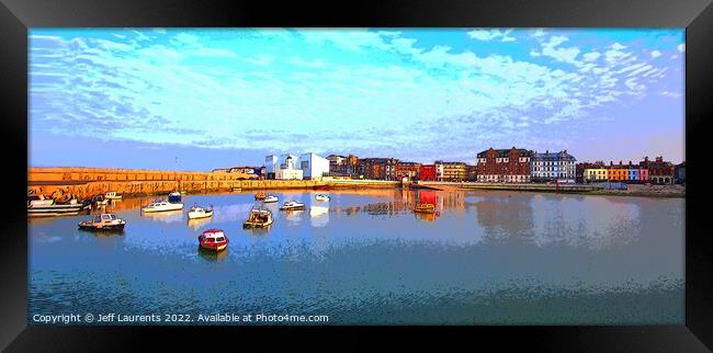 View of the beach front and Harbour Arm, Margate,  Framed Print by Jeff Laurents
