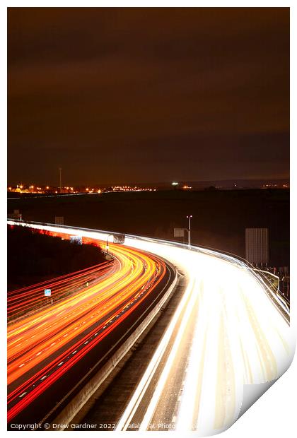 Motorway Traffic Light Trails Print by Drew Gardner