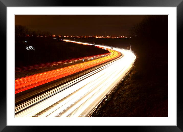 Motorway Traffic Light Trails Framed Mounted Print by Drew Gardner