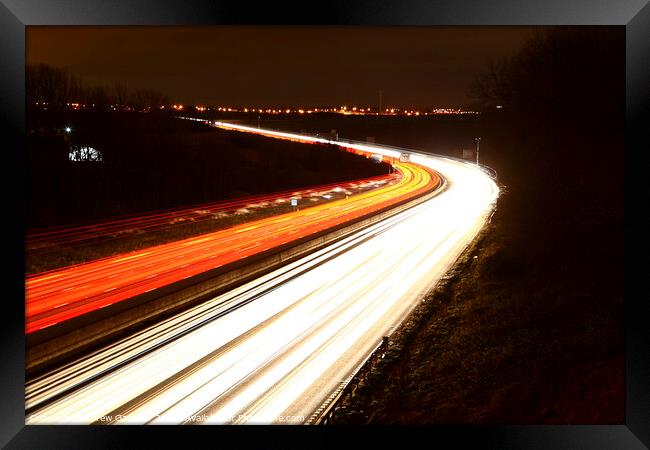 Motorway Traffic Light Trails Framed Print by Drew Gardner