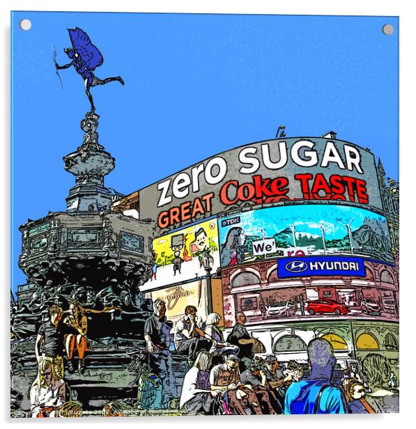 View at Piccadilly Circus London Acrylic by Jeff Laurents
