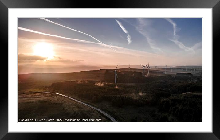 Windfarm at Sunrise Framed Mounted Print by Glenn Booth