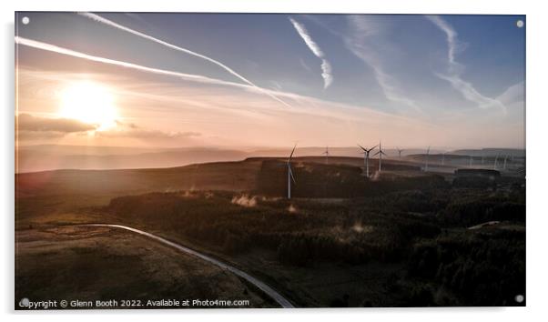Windfarm at Sunrise Acrylic by Glenn Booth