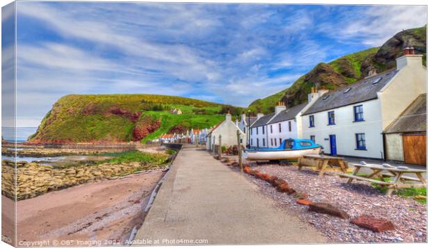 Pennan Shore Front Traditional Fishing Village Aberdeenshire Scotland Canvas Print by OBT imaging