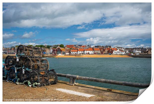 Anstruther across the Outer Harbour Print by Kasia Design
