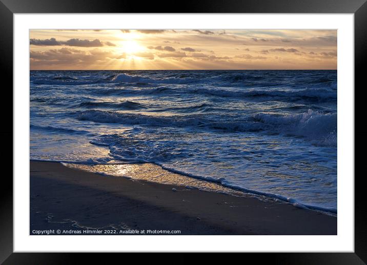 Sunset over the Baltic Sea (Darß, Germany) Framed Mounted Print by Andreas Himmler