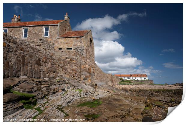 Coastal Houses, Cellardyke, Fife Print by Kasia Design